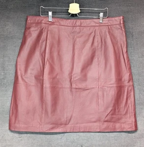 Liz Claiborne 100% Leder Bleistiftrock tiefrot gefüttert sexy Übergröße 20W - Bild 1 von 9