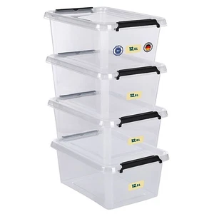 Aufbewahrungsbox mit Deckel 4er Set Kunststoffbox Stapelbox Lagerbox Regalbox - Bild 1 von 69