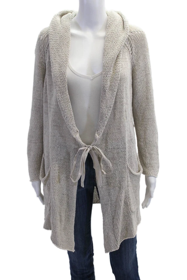 Cárdigan suéter Inhabit para mujer beige mezcla de algodón cordón talla S Foto 1 de 4