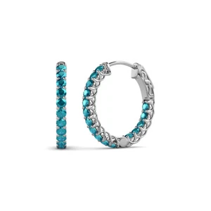 London Blue Topaz Inside-Out Womens Hoop Earrings 0.96 ctw 14K Gold JP:137872 - Picture 1 of 10