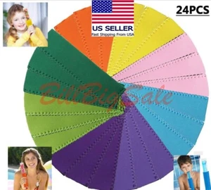 24 Pack Reusable Popsicle Bags Ice Pop Sleeves Antifreezing Sleeves 8 Colors - Picture 1 of 11