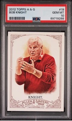 2012 Topps Allen & Ginter's Card #19 Bob Knight PSA 10 Indiana Hoosiers HOF RARE - Image 1 of 3
