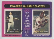 1975 O-Pee-Chee Mickey Mantle Hank Aaron 1957-Most Valuable Players ( ) #195 HOF