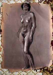 ARDEN LANHAM (1914-2010) Nude Deco Pastel Painting "THE MAJESTIC ONE" - ORIGINAL - Picture 1 of 15