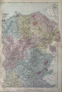 1883 Northeast Wales Hand Coloured Original Antique County Map by G.W. Bacon - Picture 1 of 3