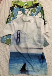 One Brand New Old Navy Boys Swimming Suit M-8, 2 Pre-owned Boys Swimming Pants M - Picture 1 of 10