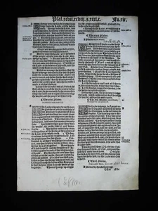 1541 GREAT BIBLE LEAF BOOK OF PSALMS 96:1-103:6 CRANMER COVERDALE - Picture 1 of 5