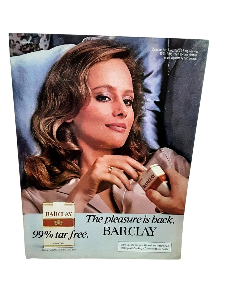 Anuncio de cigarrillos Barclay 1981 The Pleasure is Back estampado vintage para fumar Foto 1 de 1