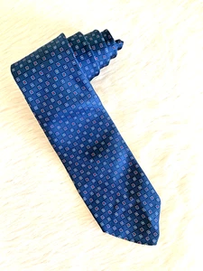 VTG Brooks Brothers Makers Blue Geometric Silk Tie Printed In England - Picture 1 of 5