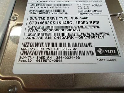 SUN 146GB 10K SAS 2.5" HDD 540-7355-02 390-0324-03 9F6066-044 ST9146802SS F 0603 - Image 1 of 4