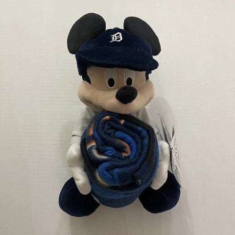 Disney Detroit Tigers Mickey Mouse Throw and Pillow Set NWT Cover