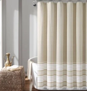 "Tenda doccia con frange Nantucket filato cotone tinto nappa 72"" X 72""" - Foto 1 di 4