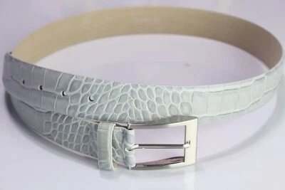 Cinturón de cuero de cocodrilo americano genuino plateado Tardini para hombre  Foto 1 de 4