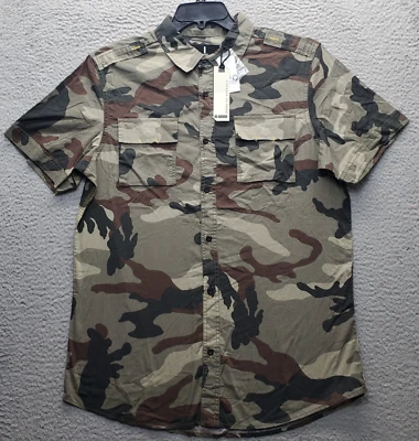 Camisa I Jeans by Buffalo Para Hombres L Multi Camuflaje Militar Caza Cuello Abotonable Foto 1 de 4