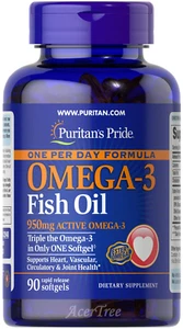 Puritans Pride One A Day Omega-3 Fish Oil 90 Softgels 1400mg (950mg active) - Picture 1 of 7