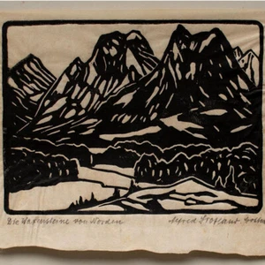 Alfred Scotland Waxenstein Wettersteingebirge Baviera firmado xilografía siglo XX - Imagen 1 de 3