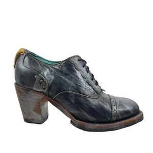 Pskaufman Crosswalk Cap Toe Oxford Shoes Metallic Hand Paint Black Women Size 7 - Picture 1 of 10