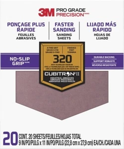 3M 27320TRI-20 9" x 11" 320er Körnung Pro Grade rutschfester Griff Schleifpapier (20er Pack) - Bild 1 von 1