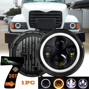 DOT 7" inch Round Led Headlight Hi/Lo Beam fit Mack Granite 2001-2007 CV713 Dump - Picture 1 of 12