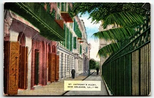 Postcard St Anthony's Alley French Quarter New Orleans Louisiana LA UNP Linen - Picture 1 of 2