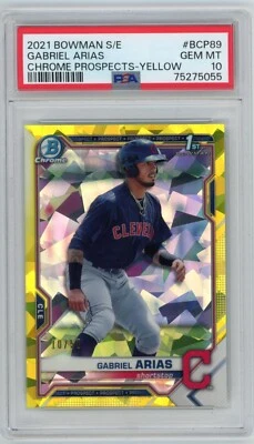 2021 Bowman Chrome Prospects Sapphire Yellow /50 Gabriel Arias #BCP-89 PSA 10 - Image 1 of 2