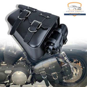 PU Left Side SOLO SWING ARM BAG Saddlebag For Harley Sportster XL883 1200 48 72 - Picture 1 of 10