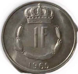 1965 LUXEMBOURG - 1 Franc Copper/Nickel Coin 😍 UNCIRCULATED Vintage Collectible - Picture 1 of 2