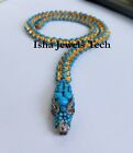 Fine Vintage Snake Necklace Jewelry Natural Turquoise & Natural Diamond Necklace