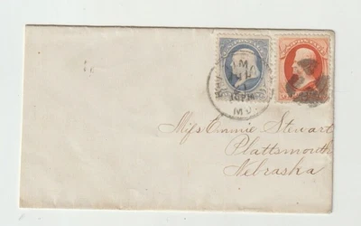 US 19 Century Postal History Cover 1 Cent Franklin, 2 cent Jackson Md - Nebraska - Image 1 of 2