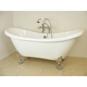 Randolph Morris 70 Inch Acrylic Double Slipper Clawfoot Tub - No Drillings - Picture 1 of 7