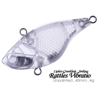 20 PIEZAS 4 cm 4 g Sonajero de hundimiento sin labios Crankbait cebo sin pintar señuelo de pesca en blanco Foto 1 de 4