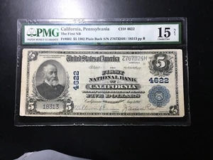 National Bank Note California Pennsylvania PMG 15 Net - Picture 1 of 7