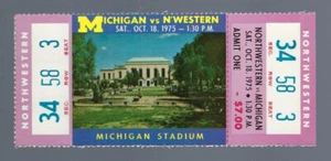 1975 NCAA NORTHWESTERN WILDCATS vs MICHIGAN WOLVERINES FULL FOOTBALL TICKET - Picture 1 of 2