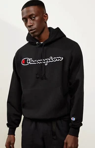 NUEVO CON ETIQUETAS SUÉTER SUDADERA CON CAPUCHA CHAMPION LIFE NEGRO TEJIDO INVERSO CHENILLE S M L XL - Imagen 1 de 4