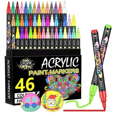 Acrylstifte für Steine Wasserfest46 Farben Acrylmarker für Holz Rock Painting...