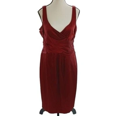Vestido Vaina Jones New York Para Mujer Talla 12 Rojo Sin Mangas Satén Cóctel Fiesta Foto 1 de 4