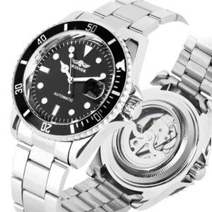 WINNER Mens Automatic Watch Self Wind Silver Stainless Steel Strap Wristwatches - Bild 1 von 17