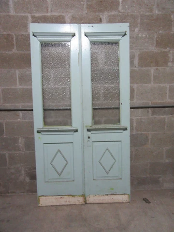 ~ ANTIQUE OAK DOUBLE ENTRANCE FRENCH DOORS ~ 44.5 X 83.5 ~ ARCHITECTURAL SALVAGE Cover