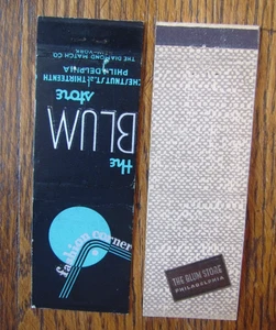 BLUM STORE MATCHBOOK COVERS: PHILADELPHIA, PENNSYLVANIA EMPTY MATCHCOVERS -A23 - Picture 1 of 2