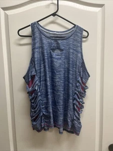 Lucky in Love Womens XL Tennis Tank Top Blue Pink Athletic Activewear - Picture 1 of 14
