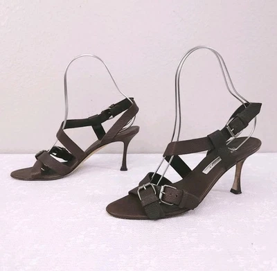 Sandalia de tacón Brian Atwood con tiras y hebilla para mujer EU 38,5 EE. UU. 8-8,5 Foto 1 de 4