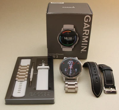 Smartwatch Garmin Venu 3 weiß mit Zubehör EKG GPS - Bild 1 von 4