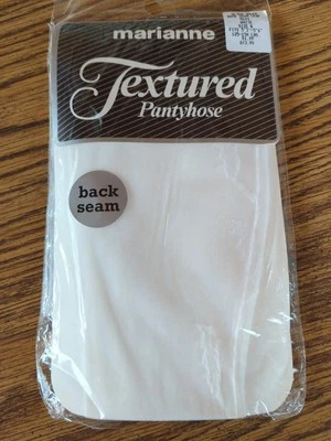 New Vintage Marianne Textured Pantyhose Size B Ultra Sheer Back Seam Leaf White - Image 1 of 3