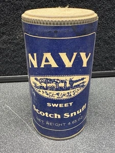 VINTAGE NOS HELME NAVY SWEET SCOTCH SNUFF TIN CAN PAPER LABEL 4.65 Oz - Picture 1 of 10