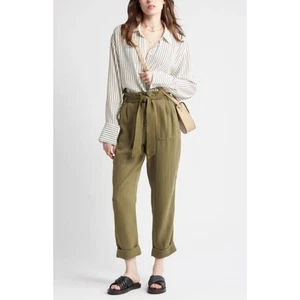 Treasure & Bond Women's Paperbag Waist Paints in Olive Moss Size 2 $69 - Picture 1 of 5
