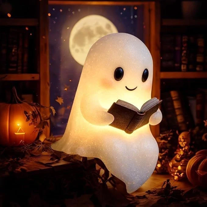 "Halloween LED Nachtlicht - Geist Buch Lampe für Mantel Deko NEU 2025"9.5*8.5*14 - Bild 1 von 4