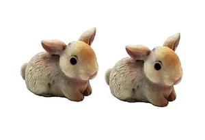 Miniature Dollhouse Fairy Garden Set of 2 Tiny Greige Bunnies - Buy 3 Save $5 - Picture 1 of 1