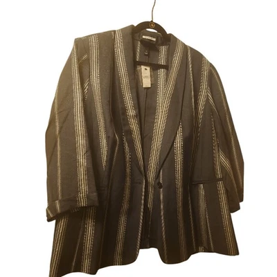 Lane Bryant Blazer Women's 26 Blue Pinstripe Shawl Collar Roll Sleeve NWT Career - Imagem 1 de 2