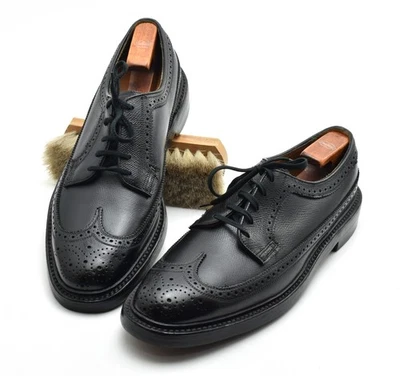 VTG Florsheim Imperial V Cleat 9 A Black Pebble Leather Wingtip Shoes Worn Once? - Image 1 of 4