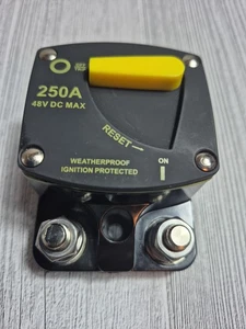  250A manueller Reset 12-24V DC Leitungsschutzschalter Schalter M8 Stud - Bild 1 von 5